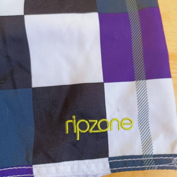 NWT! 👓 3/$40 Rip zone Men’s Swim Trunks Purple/ Lime/ Black Checkered (3598 - Picture 4 of 11